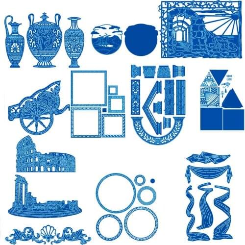 Retro Frame Building Nested Mixed Pattern Metal Cutting Dies Stencil Scrapbooking Embossing For Paper Card DIY Crafts Supplies