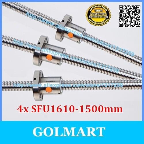 Rolled Ballscrew guide for 4pcs 1610 -L1500mm ball screw with 4pcs SFU1610 single flange ballnut without end machining