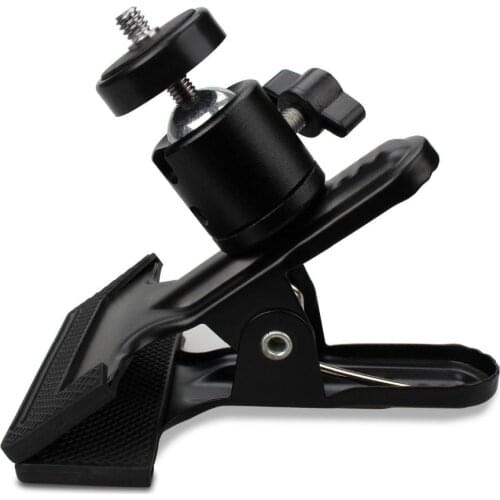 Tripod Camera Clip Clamp Flash Holder Mount w/ 360 Swivel Photography Ball-Head