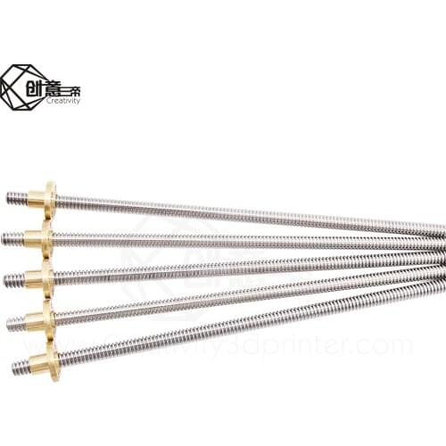 T8 Lead Screw OD 8mm Pitch 2mm Lead 8mm 100mm 150mm 200mm 250mm 300mm 330mm 350mm 400mm 500mm with Brass Nut for Reprap 3D Print