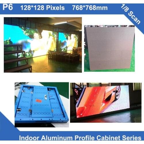 TEEHO 6pcs/lot indoor P6 video screen non waterproof aluminum profile cabinet 768mm*768mm fixed rental 1/8 scan panel led