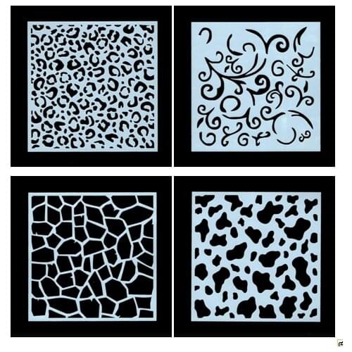 4PCS Leopard cow print pvc Layering Stencils for DIY Scrapbooking/photo album Decorative Embossing DIY Paper Cards Crafts