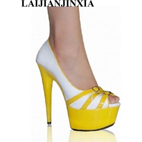 LAIJIANJINXIA Matching Sexy Open Toe Pumps Sexy Temptation 15cm High-Heeled Shoes Sexy Dance Shoes 6 Inch Platform Heels