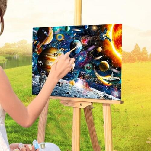 Universe Space Landscape Paint By Numbers Set Oil Paints 50*70 Canvas Pictures Wall Decoration For Kids For Drawing Wholesale