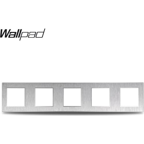 Wallpad S6 DIY Quintuple 5 Way Silver Brushed PC Panel For Wall Switch Socket Imitating Aluminum Plate Free Combination, 430*86