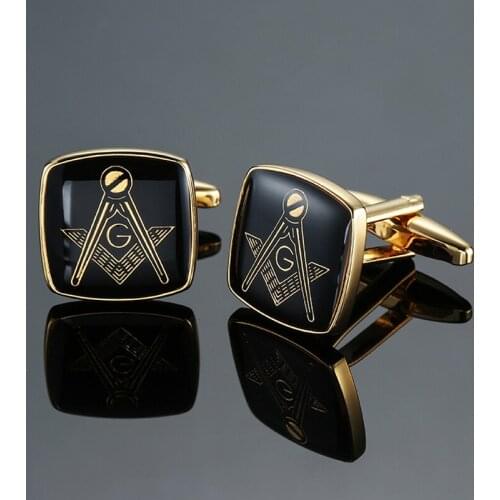 DY New high quality enamel craft Gold Masonic Cufflinks fashion Mens French shirt Cufflink free shipping