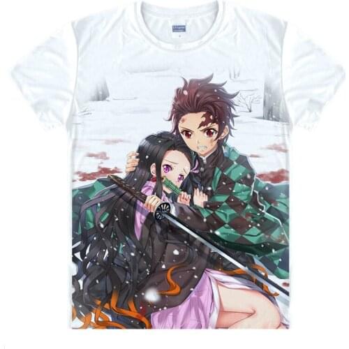 Demon Slayer Kamado Nezuko Cosplay T Shirt Kimetsu no Yaiba Cartoon Printing Summer T-Shirt Women/Men Top Tee Cosplay Costume