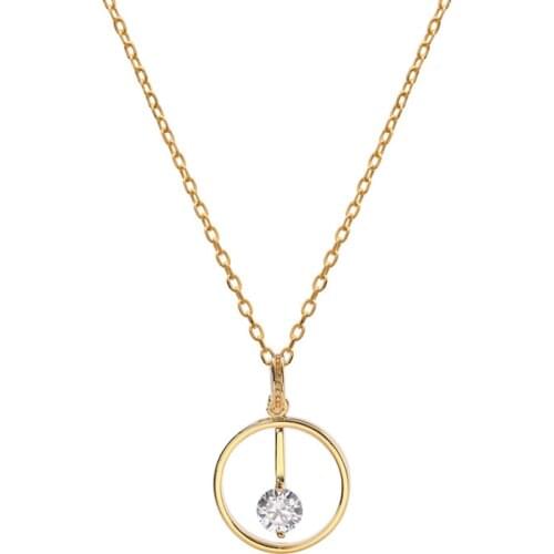 Korean 925 Sterling Silver Geometric Circle Pendant Female Simple Short Clavicle Chain Zircon Necklace For Women Summer Jewelry