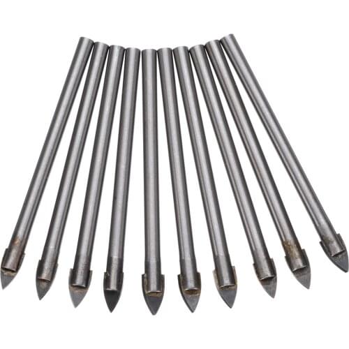 10pcs High Quality 6mm Tip Glass Ceramic Tile Drill Bits Head Tungsten Carbide Drilling Bit Power Tool 4.5mm Shank