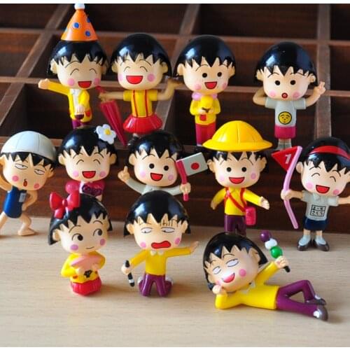 12pcs/Lot 5cm Chibi Maruko Chan Sakura Momoko Dolls PVC Action Figures Garage Kit Toy Brinquedos Anime