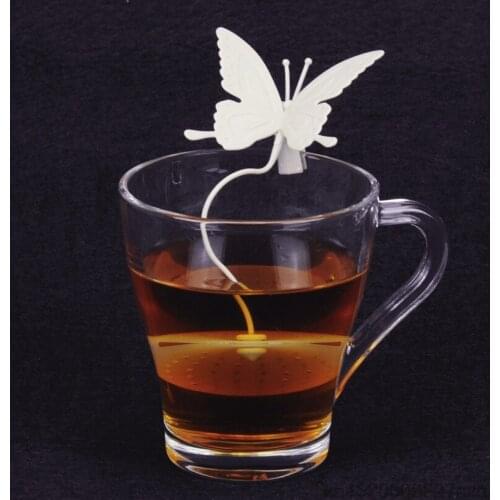 200PCS Hot Sale Butterfly Tea Bags Strainers Silicone Filter Tea Infuser Silica Cute Teabags for Tea & Coffee Drinkware