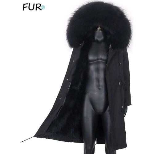 2020 New Mens winter outwear Real fox fur & Raccoon fur collar real Raccoon fur lined hooded parka Detachable fur collar 7XL