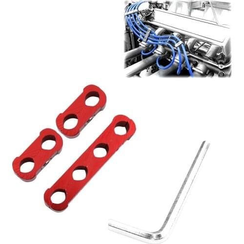 3PCS Wire Separator Organizer Kits For 8mm 9mm 10mm Diameter Engine Spark Plug Wires Separator Divider Clamp Kit Red