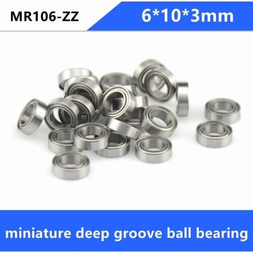 50/100pcs MR106ZZ miniature bearing MR106 MR106-2Z 6*10*3 shielded deep groove ball bearings 6x10x3 mm