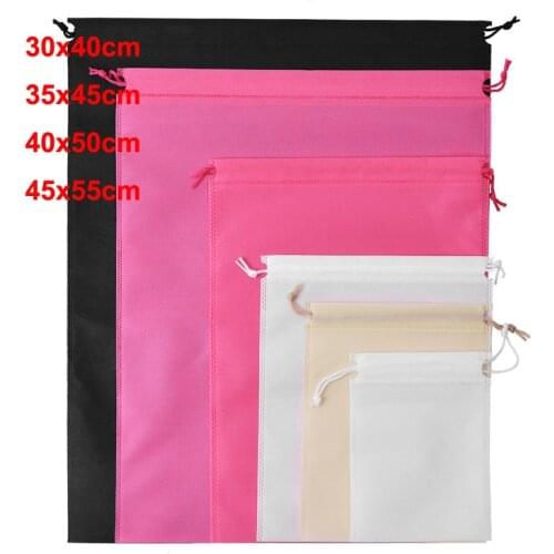 50pcs/lot 30x40, 35x45, 40x50, 45x55 cm Big Size Fabric Non-Woven Bags Shopping Casual Bags Drawstring Packaging Bags Pouches