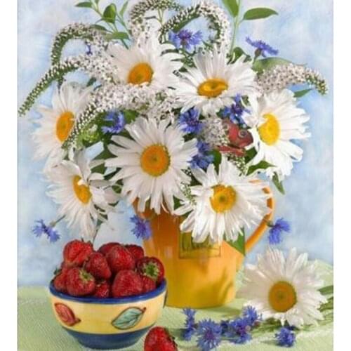5D DIY Diamond Painting Flower Painting Beautiful Little Daisy Picture Square/Round Diamond Cross Stitch Embroidery Decor WG2932