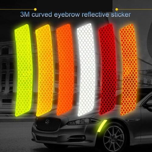 4 pcs car reflective strip sticker warning wheel edge eyebrow security warning light reflector protection sticker car shape