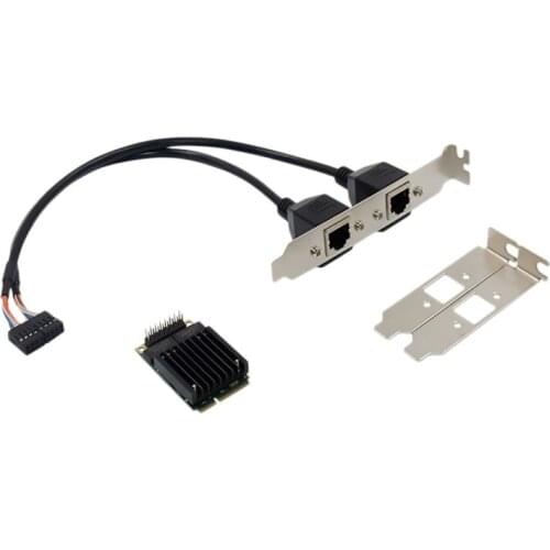 AU42 -Ethernet Adapter 82583V Chip Mini PCIE to Dual Port Gigabit Server Network Card for Desktop Computer Laptop