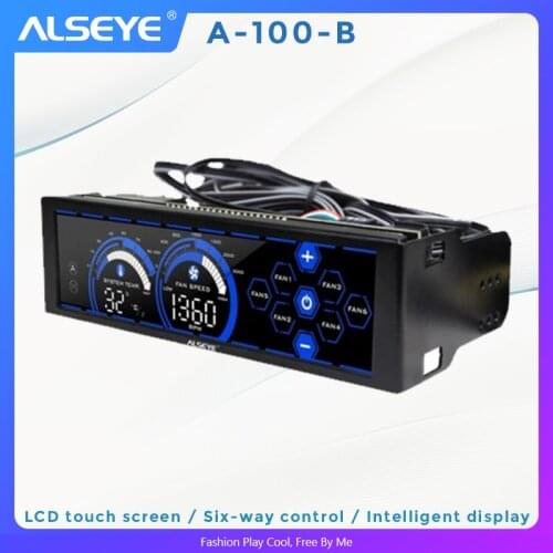 ALSEYE a-100L(B) PC Fan Controller for Cooling Fans Touch Screen 6 Channels Fan speed controller for 3pin 4pin fan