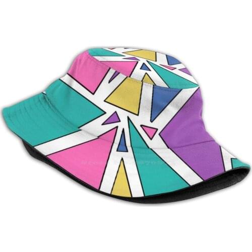 White 80’S E Pattern Unisex Fisherman Hats Bucket Hats Pattern 80 Colorful Bold Fun