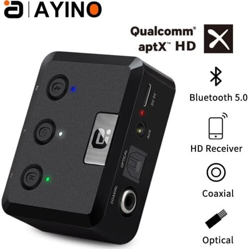 Wireless Bluetooth 5.0 HD Audio Receiver aptX HD ll Optical Coaxial 3.5mm Aux Music Receiver Adapter for Car Speakers MR235PRO