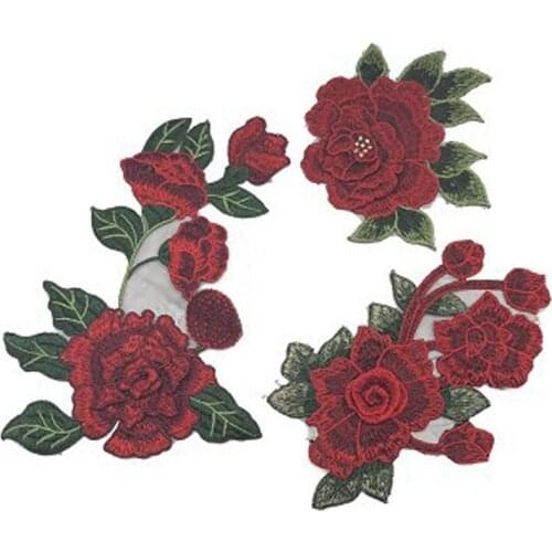 Large embroidery color rose flower patch shoes bag clothes patch cloth dress applique clothing accessory