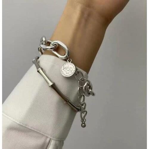 JIJIAWENHUA New Trend Alloy Bracelet Bracelet Two-piece Combination Fashion Temperament Jewelry Accessories