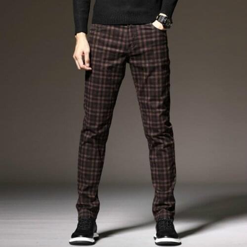 Spring/Autumn Mens Pencil Pants Casual Pants Slim Korean Fashion Pants Plaid Pants Male Pinstripe Pants Checkerboard Trousers