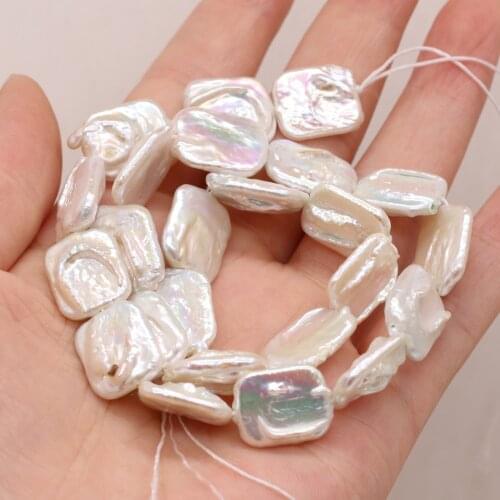 New Natural Freshwater Pearl Beaded Irregular White Square Beads for Jewelry Making DIY Necklace Bracelet Accessories 14x17mm