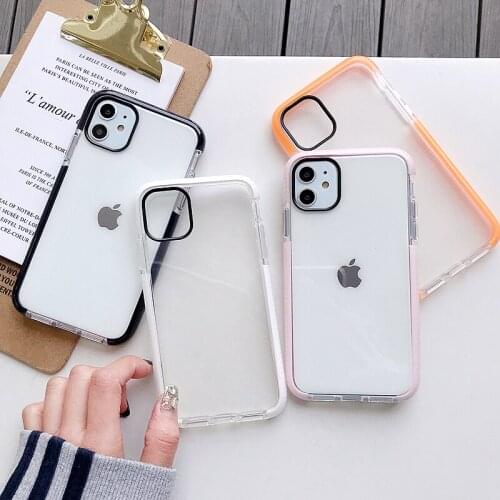 For iPhone 12 Pro Case Solid Color Clear Phone Case For iPhone 12 11 Pro Max XR XS Max 7 8 Plus Soft TPU Shockproof Phone Cover