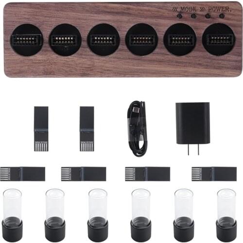 IPS Nixie Tube Digital Clock Electronic Calendar 6-Digit LCD Time Display Creative Desktop Decoration Gift