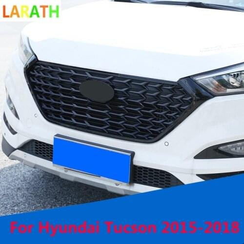 For Tucson 2015-2018 Hyundai FUSION RACING GRILLE GRILL FRONT MASK COVER GRILLS FIT FOR FUSION MONDEO BLACK SILVER CAR STYLING