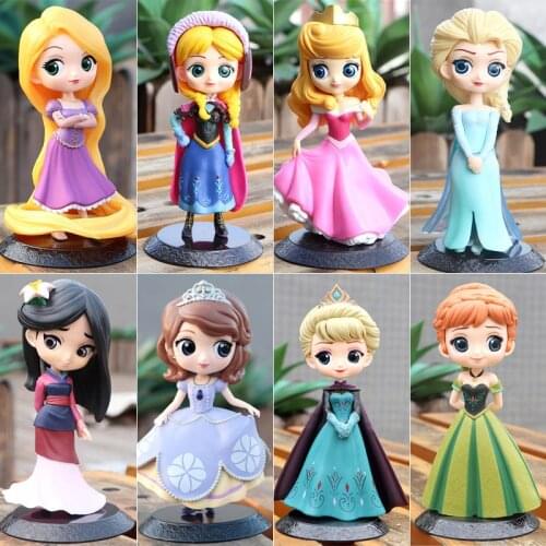 Disney Princess Mermaid Anna Elsa Belle Ariel Rapunzel Cinderella Sofia Snow White Mulan Action Figure Toys Girls Birthday Gifts