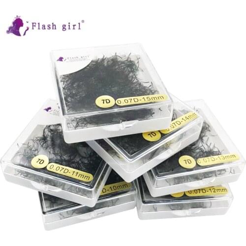 Flash Girl 7D Short Stem Eyelashes Russia Volume Fans Eyelash Extensions C/D Curl High Quality Individual Mink Eyelashes
