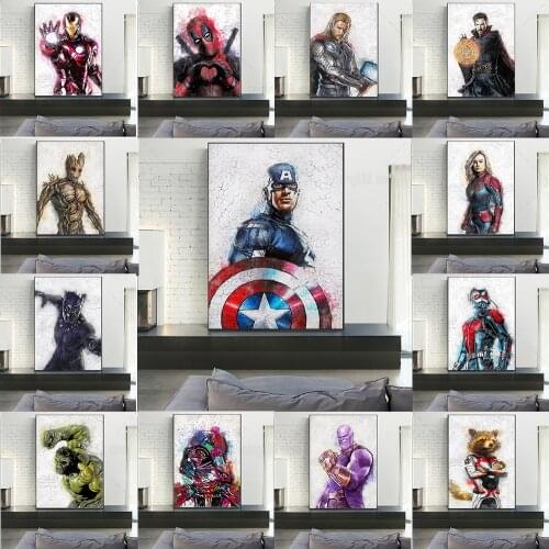 Disney Marvel Superheroes Canvas Print Painting Avengers Iron-man Wall Art Poster Pictures for Kids Bedroom Living Room Decor