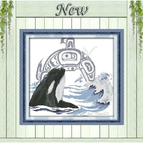 Whale sea home decor paintings DMC 14CT 11CT Needlework Kits Embroidery Sets DMS Cross Stitch Counted Print on canvas Animal art
