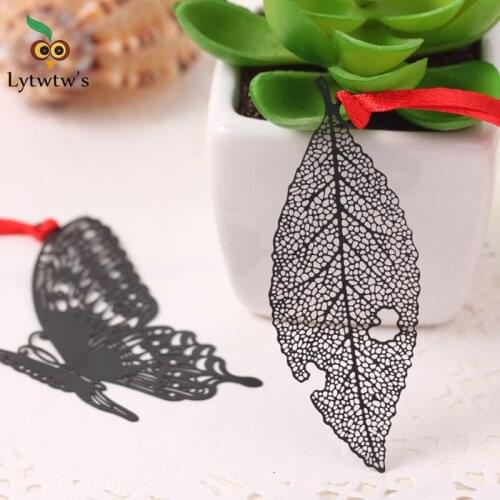 1 Pieces Lytwtws Classic Black Marcador Papelaria Material Metal Bookmarks for Books Markers Holder School Ofice Cute Gift