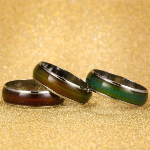Temperature Change Color Ring Emotional Couple Mood Metal Mens Color Change Ring Ladies Couple Romantic Stainless Steel