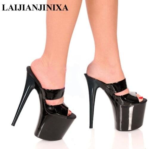 LAIJIANJINXIA New Women Platform Crystal Slippers For Women Wedding Shoes 20cm Pole Dancing High Heels Dance Shoes