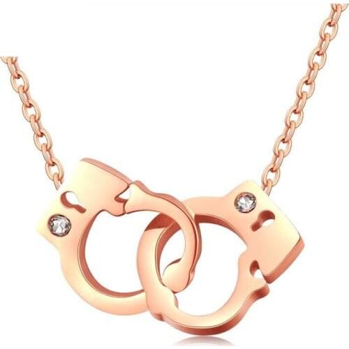 Hot Sale Handcuffs Gold Color / Silver Color / Rose Gold Color Titanium Steel Necklace