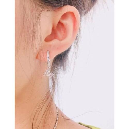 Trendy Zirconia Crystal Letters Initials Earrings Alphabet Letter Name Diy Earrings For Women Korean Jewelry 2020