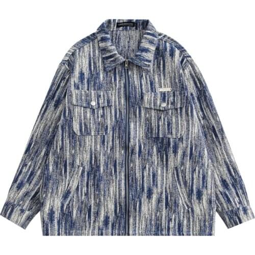 2021 Fall Winter Japanese Harajuku Vintage Washed Zip Up Jacket for Men and Women Urban Streetwear Hip Hop Oversized Jacket Coat