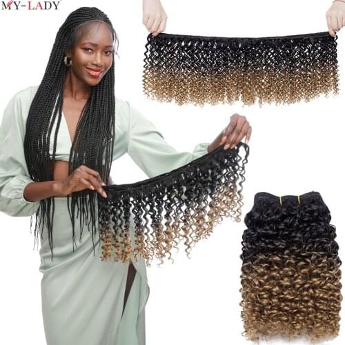 My-Lady Short Black Brown Pink Ombre Kinky Curly Bundles Brazilian Crochet Hair Wholesale Hair Bundles Synthetic Hair Extensions