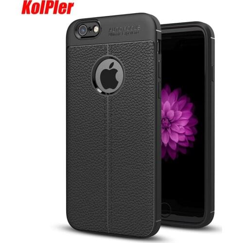 KOLPLER Fitted soft TOU Cases for iphone 6 case silicone black Litchi Leather cover for iphone 6 6s Plus case phone bag shell