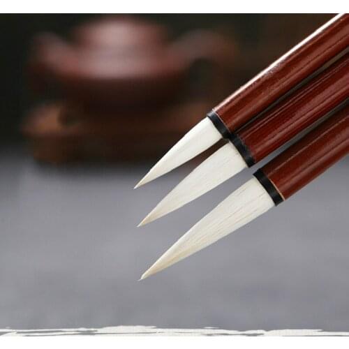 3pcs Chinese Calligraphy Brush Pen Pure Woolen Hair Chinese Painting Brush Set Handmade Beginner Calligraphy Writing Brush