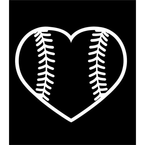 Baseball Softball love heart window sticker decal 15cm