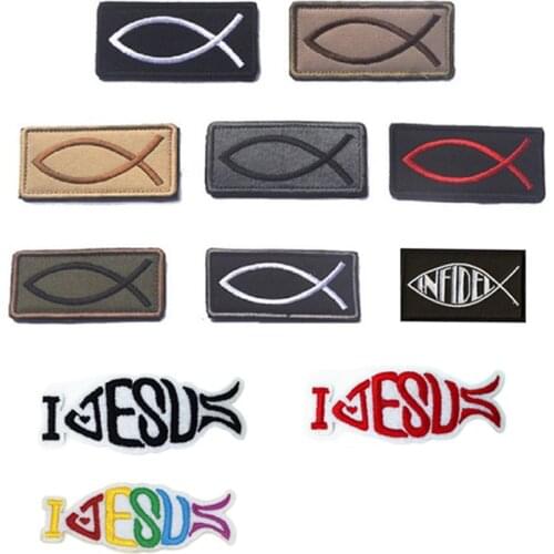 JESUS FISH CHRISTIAN USA CRUSADER ICHTHYS PATCH Jesus Fish Christ Military Army Tactical Tags Combat patches