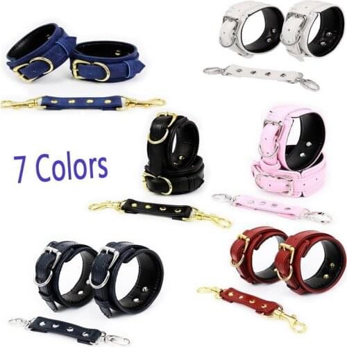 Latest Product Adjustable PU Leather Handcuffs Ankle Cuffs Restraints Bondage Sex Toy Restraints Sex Bondage Exotic SM Toys