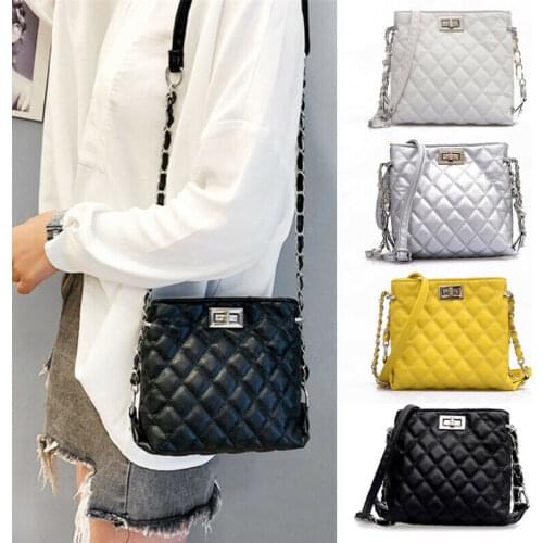 2018 New Style Fashion Plaid Chains Womens Designer Style Cross Body Bag Ladies Messengers Shopper Bag