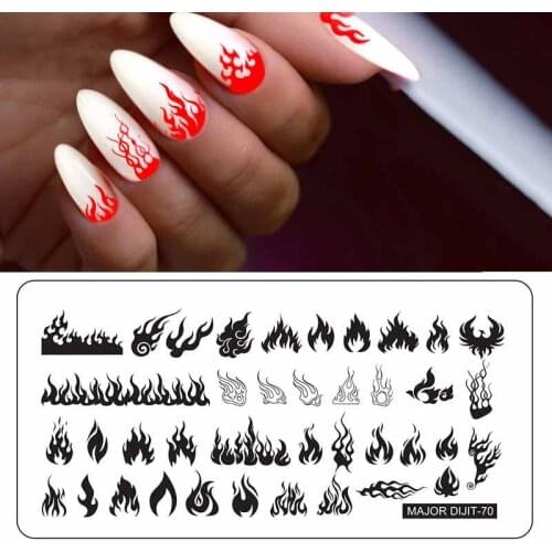 Major Dijit Nail Stamping Plates Flame Sea Animal Pattern Nail Art Stamp Stamping Template Image Plate Stencil Nails Tools